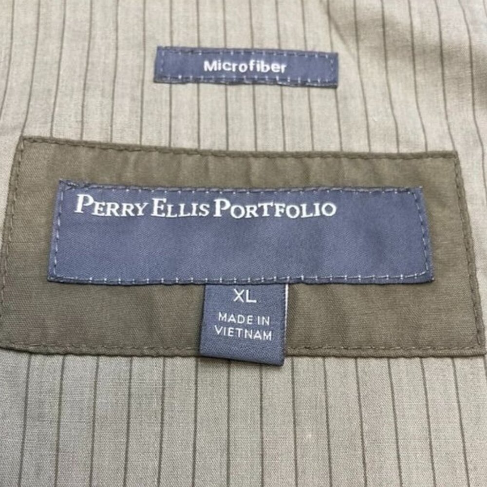 Perry Ellis Portfolio Men’s Olive Green Lined Microfiber Jacket - Size XL - Fall - Picture 5 of 8
